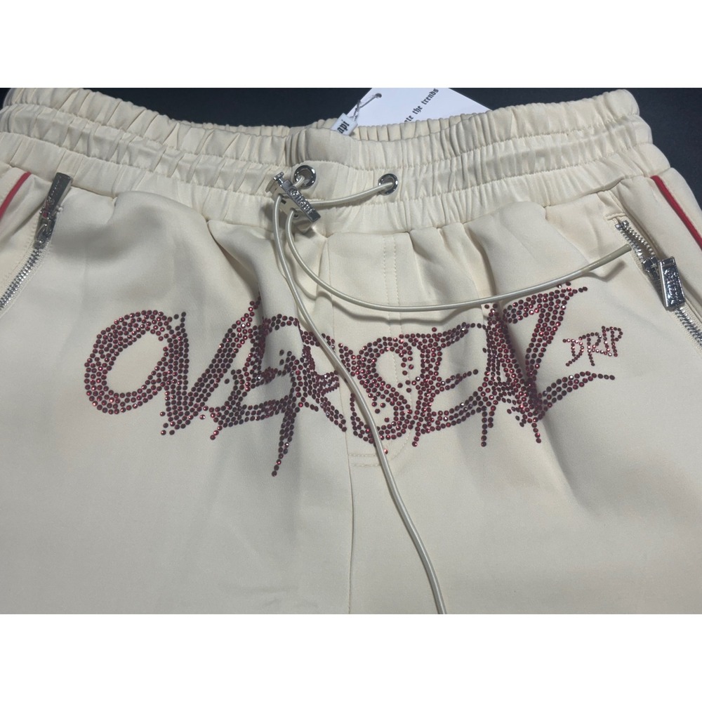 Guapi Cargo Joggers Beige Red Stripe Overseaz Drip Rhinestone Limited Edition 38